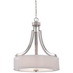 Parsons Studio - Pendant 3 Light Translucent Sliver Linen in Transitional Style - 23.5 inches tall by 20.5 inches wide - 539086