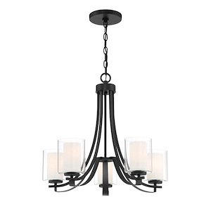 Parsons Studio - Chandelier 5 Light Sand Coal Steel/Glass in Transitional Style - 23 inches tall by 25.5 inches wide - 539085