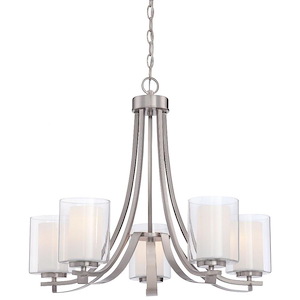 Parsons Studio - Chandelier 5 Light Sand Coal Steel/Glass in Transitional Style - 23 inches tall by 25.5 inches wide