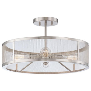 Downtown Edison - 4 Light Semi-Flush Mount in Contemporary Style - 11 inches tall by 19 inches wide