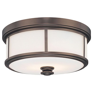 Harvard Court - 2 Light Flush Mount in Transitional Style - 6.5 inches tall by 13.5 inches wide
