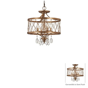 West Liberty - 4 Light Convertible Semi-Flush Mount in Traditional Style - 18.5 inches tall by 16 inches wide