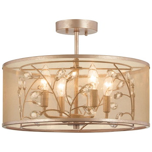 Sara&#39;s Jewel - 4 Light Semi-Flush Mount in Transitional Style - 12.25 inches tall by 17 inches wide