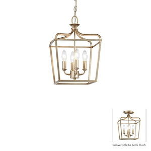 Laurel Estate - 4 Light Convertible Pendant in Traditional Style - 15 inches tall by 10 inches wide