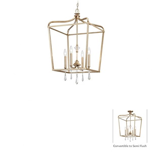 Laurel Estate - 4 Light Convertible Pendant in Traditional Style - 29.75 inches tall by 17 inches wide