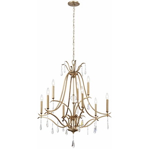Laurel Estate - Chandelier 9 Light Brio Gold in Traditional Style - 37.5 inches tall by 31.5 inches wide - 539152