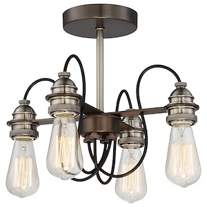 Uptown Edison - 4 Light Semi-Flush Mount in Transitional Style - 12.5 inches tall by 14 inches wide