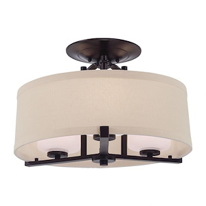 Ansmith - 3 Light Semi-Flush Mount in Contemporary Style - 11.5 inches tall by 18 inches wide