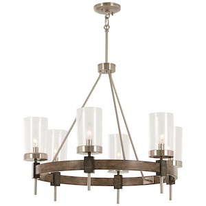 Bridlewood - Chandelier 6 Light St1 Grey/Brushed Nickel in Transitional Style - 23 inches tall by 28 inches wide