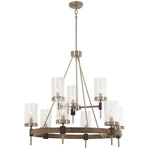Bridlewood - 2 Tier Chandelier 9 Light St1 Grey/Brushed Nickel in Transitional Style - 30 inches tall by 32 inches wide