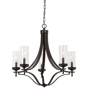 Elyton - Chandelier 5 Light Downton Bronze/Gold in Transitional Style - 25 inches tall by 26 inches wide