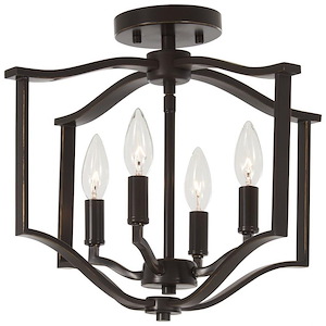 Elyton - 4 Light Semi-Flush Mount in Transitional Style - 13 inches tall by 16 inches wide