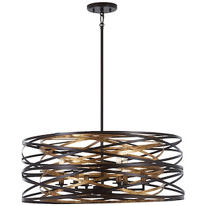Vortic Flow - 6 Light Pendant in Contemporary Style - 10 inches tall by 26 inches wide