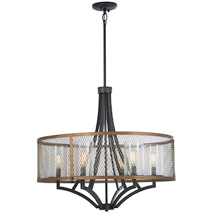 Marsden Commons - Chandelier 6 Light Smoked Iron/Aged Gold in Transitional Style - 23.5 inches tall by 26.5 inches wide