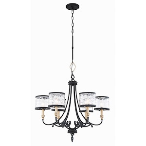 Wyndmere - Chandelier 6 Light Sand Black/Gold in Traditional Style - 26 inches tall by 28.25 inches wide