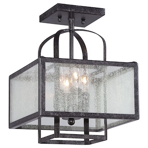 Camden Square - 4 Light Semi-Flush Mount in Transitional Style - 12.5 inches tall by 11 inches wide