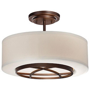 City Club - 3 Light Semi-Flush Mount in Transitional Style - 9.75 inches tall by 15 inches wide