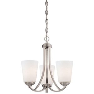 Overland Park - Mini Chandelier 3 Light Brushed Nickel in Transitional Style - 15.75 inches tall by 16 inches wide