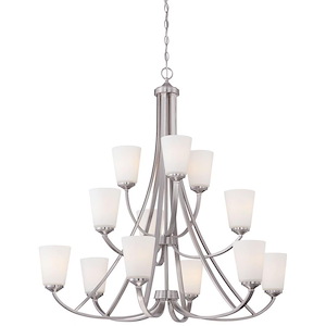 Overland Park - Chandelier 12 Light Brushed Nickel in Transitional Style - 39.5 inches tall by 39 inches wide - 539247