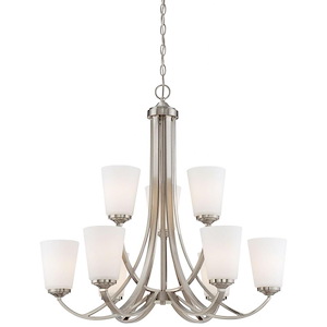 Overland Park - Chandelier 9 Light Brushed Nickel in Transitional Style - 29.25 inches tall by 30 inches wide