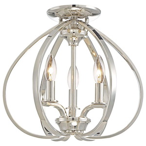 Tilbury - 3 Light Semi-Flush Mount in Transitional Style - 13.75 inches tall by 14 inches wide
