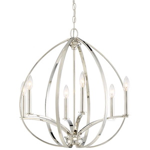Tilbury - Chandelier 6 Light Polished Nickel in Transitional Style - 24.25 inches tall by 24 inches wide - 539242
