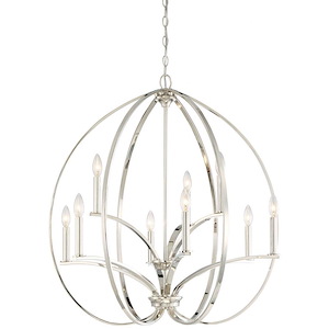 Tilbury - Chandelier 9 Light Polished Nickel in Transitional Style - 33.5 inches tall by 30.25 inches wide