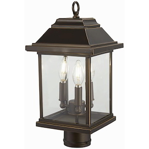 Great Outdoors - Mariner's Pointe - 3 Light Post Mount In Transitional Style - 17.25 Inches Tall By 8.75 Inches Wide - 699866