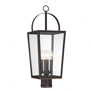 Rangeline - 4 Light Outdoor Post Lantern in Contemporary Style - 24.38 inches tall by 9 inches wide