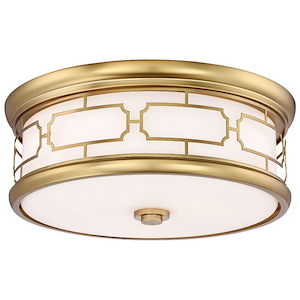 3 Light Flush Mount in Transitional Style - 6.25 inches tall by 16 inches wide