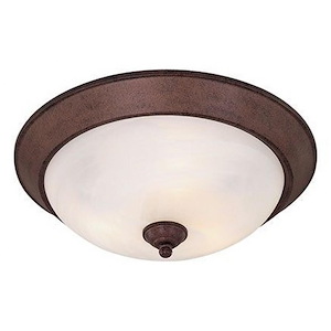 3 Light Flush Mount in Traditional Style - 6 inches tall by 15 inches wide