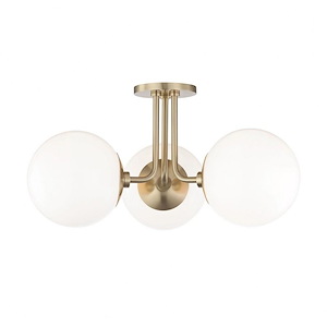 Stella-Three Light Semi-Flush Mount in Style-24 Inches Wide by 10.5 Inches High