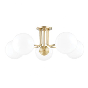 Stella - 5 Light Semi-Flush Mount In Transitional Essentials Style-10.5 Inches Tall and 30 Inches Wide