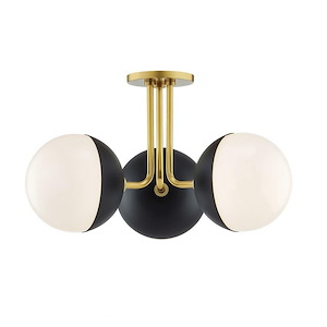 Renee-Three Light Semi Flush in Style-28 Inches Wide by 11 Inches High