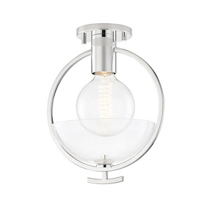 Ringo-1 Light Semi-Flush Mount in Contemporary Style-9 Inches Wide by 13 Inches High