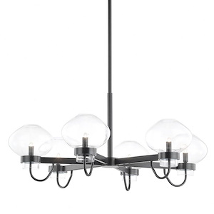 Korey-6 Light Chandelier in Art Deco Style-34 Inches Wide by 15.5 Inches High