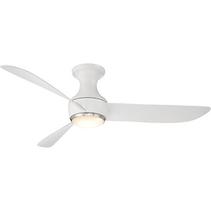 Corona - 52 Inch 3 Blade Flush Mount Ceiling Fan with Light Kit and Remote Control In Contemporary Style-13.98 Inches Tall