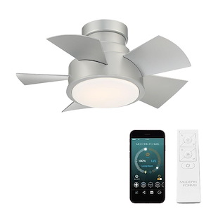 Vox - 5 Blade Flush Mount Ceiling Fan with Light Kit-11 Inches Tall and 26 Inches Wide