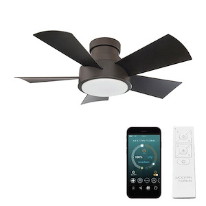 Vox - 5 Blade Flush Mount Ceiling Fan with Light Kit-11 Inches Tall and 38 Inches Wide - 878533