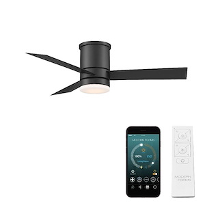 Axis-44 Inch 3-Blade Flush Mount Ceiling Fan with Light Kit and Remote Control in Contemporary Style-11.5 Inches High