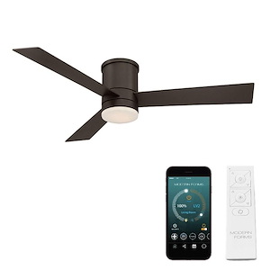 Axis-52 Inch 3-Blade Flush Mount Ceiling Fan with Light Kit and Remote Control in Contemporary Style-11.5 Inches High