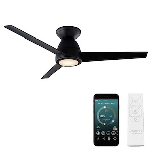 Tip Top-44 Inch 3-Blade Flush Mount Ceiling Fan with Light Kit and Remote Control in Contemporary Style-10.31 Inches High