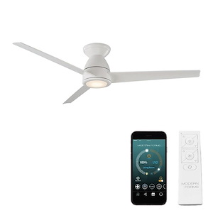 Tip Top-52 Inch 3-Blade Flush Mount Ceiling Fan with Light Kit and Remote Control in Contemporary Style-10.31 Inches High