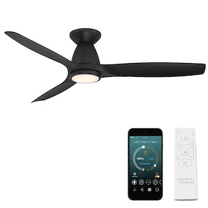 Skylark - 3 Blade Flush Mount Ceiling Fan with Light Kit-11.3 Inches Tall and 54 Inches Wide