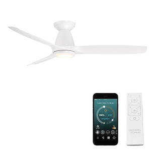 Skylark - 3 Blade Flush Mount Ceiling Fan with Light Kit-11.3 Inches Tall and 54 Inches Wide