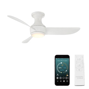 Corona - 44 Inch 3 Blade Flush Mount Ceiling Fan with Light Kit and Remote Control In Contemporary Style-13.98 Inches Tall