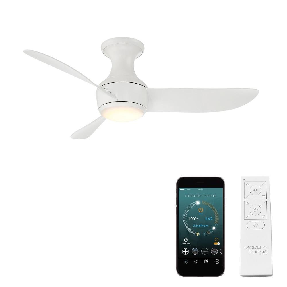 Modern Forms FH-W2203-139844 Corona - 44 Inch 3 Blade Flush Mount Ceiling Fan with Light Kit and Remote Control In Contemporary Style-13.98 Inches Tall