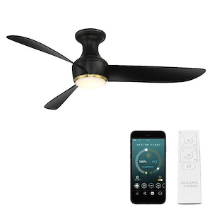 Corona - 52 Inch 3 Blade Flush Mount Ceiling Fan with Light Kit and Remote Control In Contemporary Style-13.98 Inches Tall