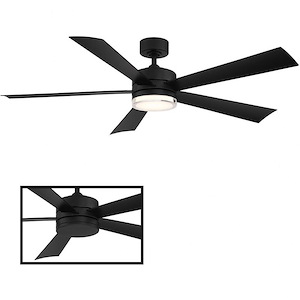Wynd-60 Inch 5 Blade Ceiling Fan with LED Light Kit and Remote Control in Transitional Style-60 Inches Wide by 14 Inches High