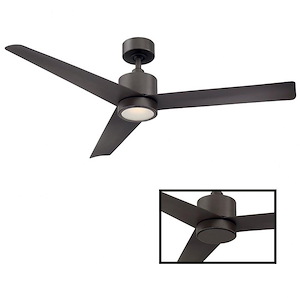 Lotus-54 Inch 3-Blade Ceiling Fan with Light Kit and Remote Control in Modern Style-14.2 Inches High